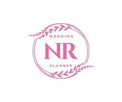 NR Initials letter Wedding monogram logos collection, hand drawn modern minimalistic and floral templates for Invitation cards, Save the Date, elegant identity for restaurant, boutique, cafe in vector
