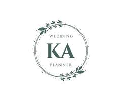 KA Initials letter Wedding monogram logos collection, hand drawn modern minimalistic and floral templates for Invitation cards, Save the Date, elegant identity for restaurant, boutique, cafe in vector