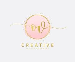 Initial OV feminine logo. Usable for Nature, Salon, Spa, Cosmetic and Beauty Logos. Flat Vector Logo Design Template Element.