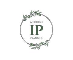 colección de logotipos de monograma de boda con letras iniciales ip, plantillas florales y minimalistas modernas dibujadas a mano para tarjetas de invitación, guardar la fecha, identidad elegante para restaurante, boutique, café en vector