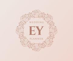 EY Initials letter Wedding monogram logos collection, hand drawn modern minimalistic and floral templates for Invitation cards, Save the Date, elegant identity for restaurant, boutique, cafe in vector