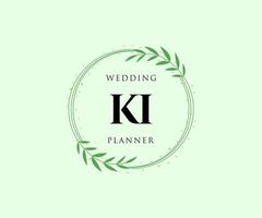 colección de logotipos de monograma de boda con letras iniciales ki, plantillas florales y minimalistas modernas dibujadas a mano para tarjetas de invitación, guardar la fecha, identidad elegante para restaurante, boutique, café en vector