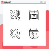 Pictogram Set of 4 Simple Filledline Flat Colors of celsius detective thermometer online searching Editable Vector Design Elements