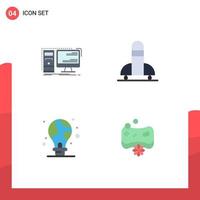 User Interface Pack of 4 Basic Flat Icons of computer protection workstation science light Editable Vector Design Elements