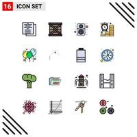 conjunto de 16 iconos modernos de la interfaz de usuario signos de símbolos para el desarrollo del reloj financiero elementos de diseño de vectores creativos editables de sonido empresarial