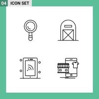 Universal Icon Symbols Group of 4 Modern Filledline Flat Colors of search smartphone agriculture pilgrim wifi Editable Vector Design Elements