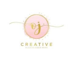 Initial OJ feminine logo. Usable for Nature, Salon, Spa, Cosmetic and Beauty Logos. Flat Vector Logo Design Template Element.