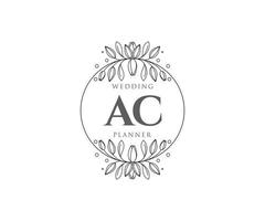 AC Initials letter Wedding monogram logos collection, hand drawn modern minimalistic and floral templates for Invitation cards, Save the Date, elegant identity for restaurant, boutique, cafe in vector