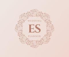 ES Initials letter Wedding monogram logos collection, hand drawn modern minimalistic and floral templates for Invitation cards, Save the Date, elegant identity for restaurant, boutique, cafe in vector