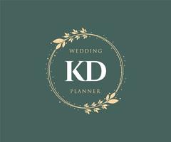 KD Initials letter Wedding monogram logos collection, hand drawn modern minimalistic and floral templates for Invitation cards, Save the Date, elegant identity for restaurant, boutique, cafe in vector