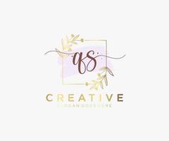 Initial QS feminine logo. Usable for Nature, Salon, Spa, Cosmetic and Beauty Logos. Flat Vector Logo Design Template Element.