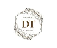 DT Initials letter Wedding monogram logos collection, hand drawn modern minimalistic and floral templates for Invitation cards, Save the Date, elegant identity for restaurant, boutique, cafe in vector