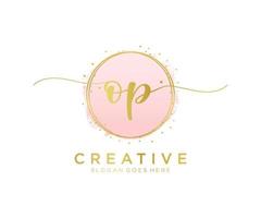 Initial OP feminine logo. Usable for Nature, Salon, Spa, Cosmetic and Beauty Logos. Flat Vector Logo Design Template Element.