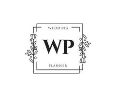 logo femenino wp inicial. utilizable para logotipos de naturaleza, salón, spa, cosmética y belleza. elemento de plantilla de diseño de logotipo de vector plano.