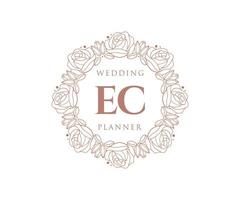 EC Initials letter Wedding monogram logos collection, hand drawn modern minimalistic and floral templates for Invitation cards, Save the Date, elegant identity for restaurant, boutique, cafe in vector