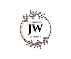 JW Initials letter Wedding monogram logos collection, hand drawn modern minimalistic and floral templates for Invitation cards, Save the Date, elegant identity for restaurant, boutique, cafe in vector