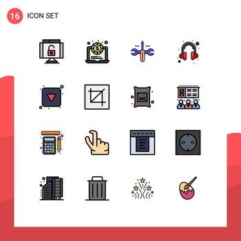 16 Universal Flat Color Filled Line Signs Symbols of full arrow computing play button help Editable Creative Vector Design Elements