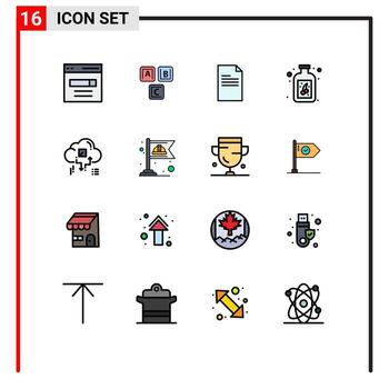 16 User Interface Flat Color Filled Line Pack of modern Signs and Symbols of cloud fruit alphabet berry data Editable Creative Vector Design Elements