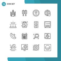 Set of 16 Vector Outlines on Grid for alert web decoration internet map marker Editable Vector Design Elements