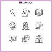 Universal Icon Symbols Group of 9 Modern Outlines of future ai internet restaurant chef hat Editable Vector Design Elements