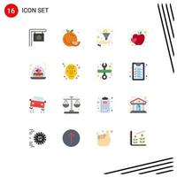 Pictogram Set of 16 Simple Flat Colors of wedding cake filter food fruit Editable Pack of Creative Vector Design Elements