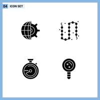 Set of 4 Modern UI Icons Symbols Signs for gear browse business jewelry navigation Editable Vector Design Elements