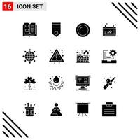 Set of 16 Commercial Solid Glyphs pack for business october soldier calendar giving Editable Vector Design Elements