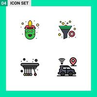 4 User Interface Filledline Flat Color Pack of modern Signs and Symbols of carnival pendulum mask sort school Editable Vector Design Elements