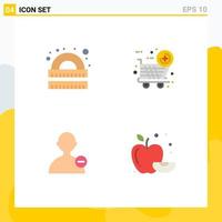 Modern Set of 4 Flat Icons and symbols such as drawing interface ruler new item apple Editable Vector Design Elements