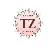 logotipo femenino inicial tz. utilizable para logotipos de naturaleza, salón, spa, cosmética y belleza. elemento de plantilla de diseño de logotipo de vector plano.