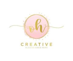 Initial OH feminine logo. Usable for Nature, Salon, Spa, Cosmetic and Beauty Logos. Flat Vector Logo Design Template Element.