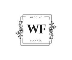 logotipo femenino wf inicial. utilizable para logotipos de naturaleza, salón, spa, cosmética y belleza. elemento de plantilla de diseño de logotipo de vector plano.