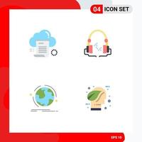 4 Flat Icon concept for Websites Mobile and Apps file globe cloud music discover Editable Vector Design Elements