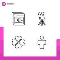 Outline Icon set Pack of 4 Line Icons isolated on White Background for responsive Website Design Print and Mobile Applications Creative Black Icon vector background