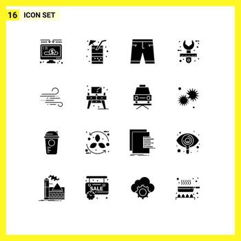 Editable Vector Line Pack of 16 Simple Solid Glyphs of tool design accessories creative shorts Editable Vector Design Elements