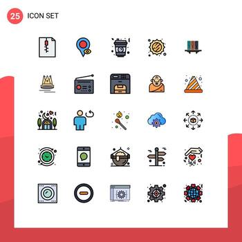 Modern Set of 25 Filled line Flat Colors and symbols such as database archive glass files sunny Editable Vector Design Elements
