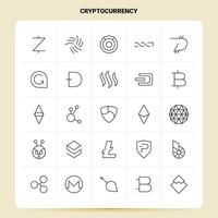 esquema 25 conjunto de iconos de criptomoneda diseño de estilo de línea vectorial conjunto de iconos negros paquete de pictogramas lineales ideas de negocios web y móviles diseño ilustración vectorial vector