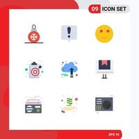 Modern Set of 9 Flat Colors and symbols such as business target emojis objective clipboard Editable Vector Design Elements