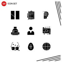 9 Universal Solid Glyph Signs Symbols of administrator school clip board bag learning Editable Vector Design Elements