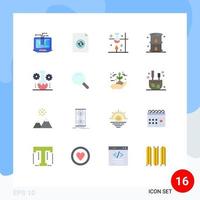 Modern Set of 16 Flat Colors and symbols such as bear lab oil laboratory research gas energy Editable Pack of Creative Vector Design Elements