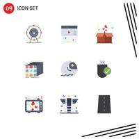 9 Flat Color concept for Websites Mobile and Apps distant dimensional box cube abstract Editable Vector Design Elements