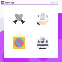 4 Flat Icon concept for Websites Mobile and Apps achievement photo wreath shopping bag report Editable Vector Design Elements