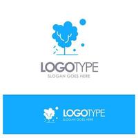 Dry Global Soil Tree Warming Blue Solid Logo with place for tagline vector