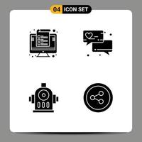 Mobile Interface Solid Glyph Set of Pictograms of computer hydrant management love message share Editable Vector Design Elements