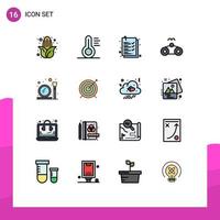 16 User Interface Flat Color Filled Line Pack of modern Signs and Symbols of target mirror list make vacation Editable Creative Vector Design Elements