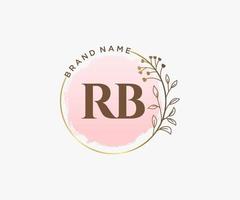 logotipo femenino inicial rb. utilizable para logotipos de naturaleza, salón, spa, cosmética y belleza. elemento de plantilla de diseño de logotipo de vector plano.