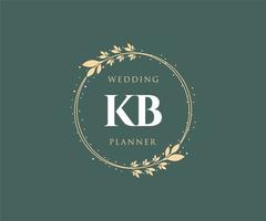 Colección de logotipos de monograma de boda con letras iniciales kb, plantillas florales y minimalistas modernas dibujadas a mano para tarjetas de invitación, guardar la fecha, identidad elegante para restaurante, boutique, café en vector