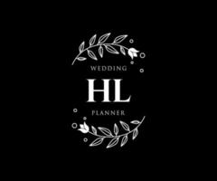HL Initials letter Wedding monogram logos collection, hand drawn modern minimalistic and floral templates for Invitation cards, Save the Date, elegant identity for restaurant, boutique, cafe in vector