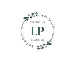 colección de logotipos de monograma de boda con letras iniciales de lp, plantillas florales y minimalistas modernas dibujadas a mano para tarjetas de invitación, guardar la fecha, identidad elegante para restaurante, boutique, café en vector