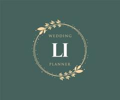 LI Initials letter Wedding monogram logos collection, hand drawn modern minimalistic and floral templates for Invitation cards, Save the Date, elegant identity for restaurant, boutique, cafe in vector